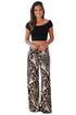 Sexy Black Damask Print Apricot Palazzo Pants